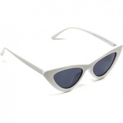 Oval Retro Vintage Tinted Lens Cat Eye Sunglasses - Glossy White Frame/ Black Lens - CL189QRA8L3 $8.78