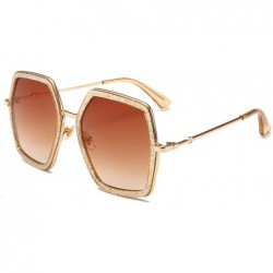 Square Oversized Square Sunglasses for Women Hexagon Inspired Designer Style Shades - Champagne - CT18WN0W3WT $10.62