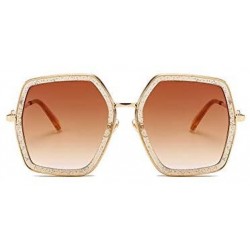 Square Oversized Square Sunglasses for Women Hexagon Inspired Designer Style Shades - Champagne - CT18WN0W3WT $10.62