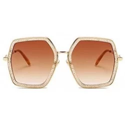 Square Oversized Square Sunglasses for Women Hexagon Inspired Designer Style Shades - Champagne - CT18WN0W3WT $10.62
