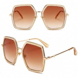 Square Oversized Square Sunglasses for Women Hexagon Inspired Designer Style Shades - Champagne - CT18WN0W3WT $10.62