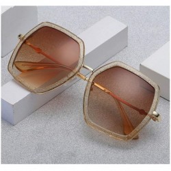 Square Oversized Square Sunglasses for Women Hexagon Inspired Designer Style Shades - Champagne - CT18WN0W3WT $10.62