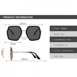 Square Oversized Square Sunglasses for Women Hexagon Inspired Designer Style Shades - Champagne - CT18WN0W3WT $10.62