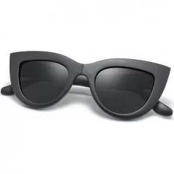 Cat Eye Retro Polarized Cateye Sunglasses - Women Vintage Cat Eye Sun Glasses UV400 Protection - Matte Black - C418GE3I5YA $1...