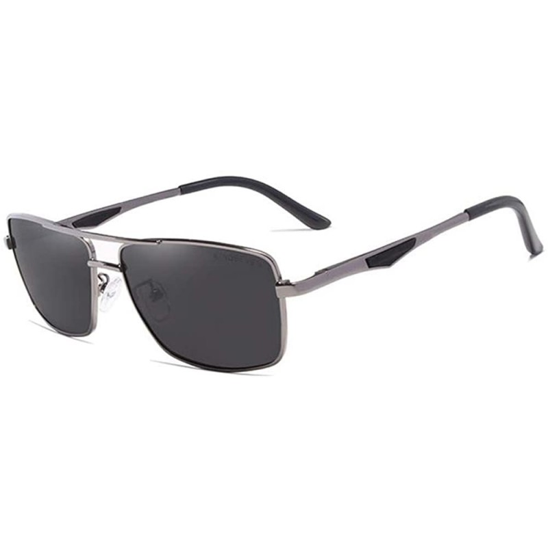Aviator Genuine quality square sunglasses men fashion polarized and UV400 Ultra light Al-Mg - Gun/Grey - C218I6RQZZI $27.84
