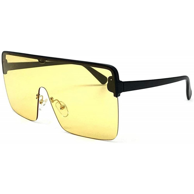 Shield New Oversized Top Mono Lens Shield Protect Blowing Sand Sunglasses Unisex Retro Square Rimless Glasses - CO18LISI60X $...