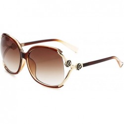 Oversized Polarized Sunglasses Flowers Protection Activities - Transparent Brown - C418TOI8WL2 $16.72