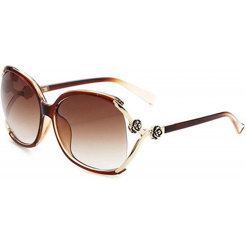 Oversized Polarized Sunglasses Flowers Protection Activities - Transparent Brown - C418TOI8WL2 $16.72
