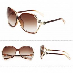 Oversized Polarized Sunglasses Flowers Protection Activities - Transparent Brown - C418TOI8WL2 $16.72