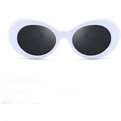 Oversized Vintage Oval Sunglasses Women Men Kurt Cobain Pop Hippie Sunglasses - White - C41874N9CTY $7.72