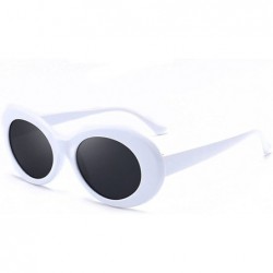 Oversized Vintage Oval Sunglasses Women Men Kurt Cobain Pop Hippie Sunglasses - White - C41874N9CTY $7.72