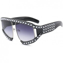Oversized Oversized Fashion Womens Diamond Big Frame Luxury Sunglasses UV400 - Grey - CH189N3AMDK $27.12