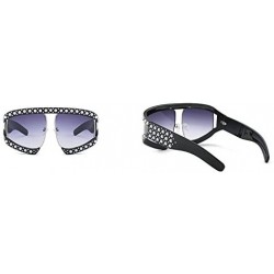 Oversized Oversized Fashion Womens Diamond Big Frame Luxury Sunglasses UV400 - Grey - CH189N3AMDK $11.93