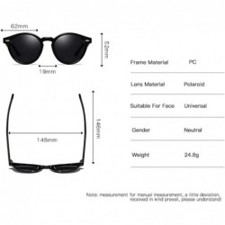 Round Unisex TAC HD Polarized Sunglasses for Men Women Polarized Metal Mirror UV400 Lens Protection - E - CU198OK5IYM $13.80