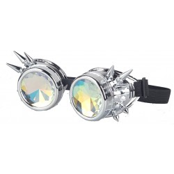 Goggle Vintage STEAMPUNK GOGGLES Glasses Bling Lens Goth COSPLAY PARTY Sunglasses - Silver (Rivets) - CR12N1R1NZ4 $13.59