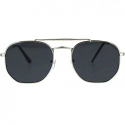 Rectangular Retro Vintage Flat Top Bridge Dad Shade Sunglasses - Silver Black - CN18QRRG0WN $22.81