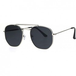 Rectangular Retro Vintage Flat Top Bridge Dad Shade Sunglasses - Silver Black - CN18QRRG0WN $13.43