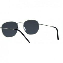 Rectangular Retro Vintage Flat Top Bridge Dad Shade Sunglasses - Silver Black - CN18QRRG0WN $13.43