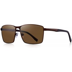 Aviator DESIGN Men Classic Rectangle Sunglasses HD Polarized Sun Glasses For C01 Black - C05 Brown - CD18XEC5W6D $31.44