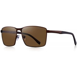 Aviator DESIGN Men Classic Rectangle Sunglasses HD Polarized Sun Glasses For C01 Black - C05 Brown - CD18XEC5W6D $17.23