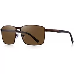 Aviator DESIGN Men Classic Rectangle Sunglasses HD Polarized Sun Glasses For C01 Black - C05 Brown - CD18XEC5W6D $31.44