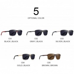 Aviator DESIGN Men Classic Rectangle Sunglasses HD Polarized Sun Glasses For C01 Black - C05 Brown - CD18XEC5W6D $17.23