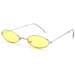 Oval Vintage Oval Sunglasses Small Metal Frame Retro Eyewear Candy Colors Summer Eye Glasses - Yellow - CS1998AE23N $19.69