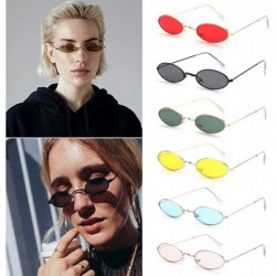Oval Vintage Oval Sunglasses Small Metal Frame Retro Eyewear Candy Colors Summer Eye Glasses - Yellow - CS1998AE23N $10.88