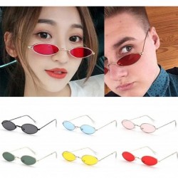 Oval Vintage Oval Sunglasses Small Metal Frame Retro Eyewear Candy Colors Summer Eye Glasses - Yellow - CS1998AE23N $10.88