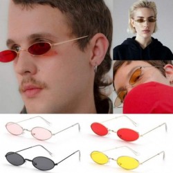 Oval Vintage Oval Sunglasses Small Metal Frame Retro Eyewear Candy Colors Summer Eye Glasses - Yellow - CS1998AE23N $10.88