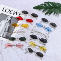 Oval Vintage Oval Sunglasses Small Metal Frame Retro Eyewear Candy Colors Summer Eye Glasses - Yellow - CS1998AE23N $10.88