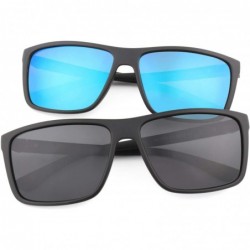 Rectangular Classic Polarized Sunglasses for Men Rectangular 100% UV Protection 2 Pack MOS03 - Gray/Blue - CH18WXKG9AM $33.92