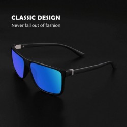 Rectangular Classic Polarized Sunglasses for Men Rectangular 100% UV Protection 2 Pack MOS03 - Gray/Blue - CH18WXKG9AM $14.02