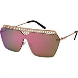 Goggle High Fashion One Piece Flat Lens Sunnies 55689-FLREV - Rose Gold - C0185YG9L5D $19.00