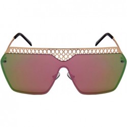 Goggle High Fashion One Piece Flat Lens Sunnies 55689-FLREV - Rose Gold - C0185YG9L5D $7.70