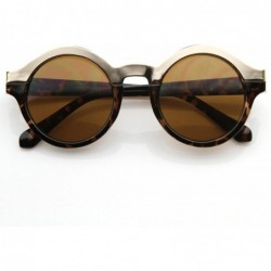 Round Vintage Inspired Retro Fashion Round Horned Circle Sunglasses (Tortoise-Gold) - C6119YAGPCZ $11.40