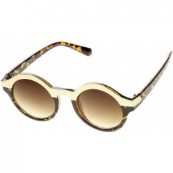 Round Vintage Inspired Retro Fashion Round Horned Circle Sunglasses (Tortoise-Gold) - C6119YAGPCZ $19.44