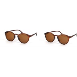 Round Classic Retro Fashion Round Frame Sunglasses P2057 - 2 Pc Brown-brown Lens & Brown-brown Lens - C011ZBON14T $23.94