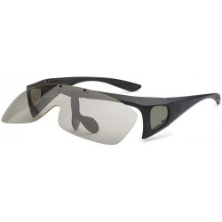 Round Polarized Flip up Sunglasses Fit Over Regular Glasses for Men Women - Black (Matte) - Smoke - CU18X97QURG $28.02