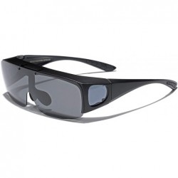 Round Polarized Flip up Sunglasses Fit Over Regular Glasses for Men Women - Black (Matte) - Smoke - CU18X97QURG $10.92