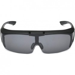 Round Polarized Flip up Sunglasses Fit Over Regular Glasses for Men Women - Black (Matte) - Smoke - CU18X97QURG $10.92