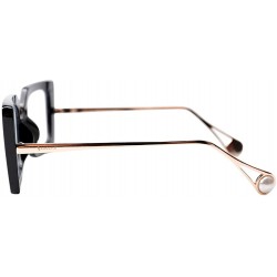 Butterfly Anti-Blue Block Light Pearl Inlay Arm Cat Eye Reading Glasses - Anti Blue - Black Frame - CV18X6NQWH7 $29.45