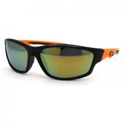 Sport Color Mirrored Mirror Lens Polarized Lens Oval Round Warp Sport Plastic Sunglasses - Orange - CR11YXA4VL3 $10.48