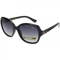 Rectangular Polarized Womens Classy 90s Designer Butterfly Chic Plastic Sunglasses - Black Gold - CU18ONQWKRM $23.88