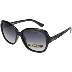 Rectangular Polarized Womens Classy 90s Designer Butterfly Chic Plastic Sunglasses - Black Gold - CU18ONQWKRM $10.23