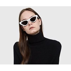 Oval Retro Vintage Tinted Lens Cat Eye Sunglasses - Glossy White Frame/ Black Lens - CL189QRA8L3 $8.78