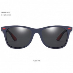 Square Polarized Sunglasses Classic Plastic Driving - Blue Black - CN190S28376 $33.39