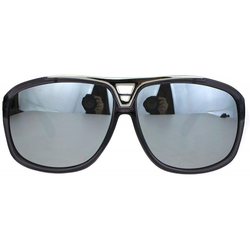 Rectangular Mens Mobster Mafia Style Flat Top Plastic Racer Sunglasses - Slate Mirror - CS18M59O0ZU $10.24