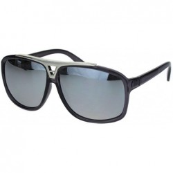 Rectangular Mens Mobster Mafia Style Flat Top Plastic Racer Sunglasses - Slate Mirror - CS18M59O0ZU $10.24