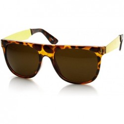 Wayfarer Retro Fashion Metal Arm Flat Top Horn Rimmed Sunglasses (Tortoise) - CC11CZM5SAT $19.60